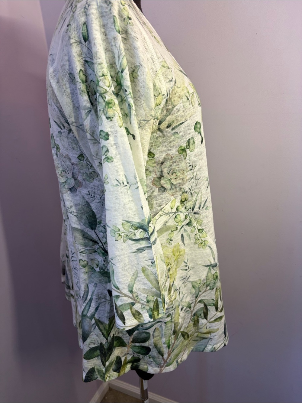 Et Lois Green Print Light Top,Size XL - Picture 5 of 10